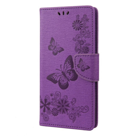 Чехол-книжка Floral Butterfly для Samsung Galaxy M53 5G - фиолетовый