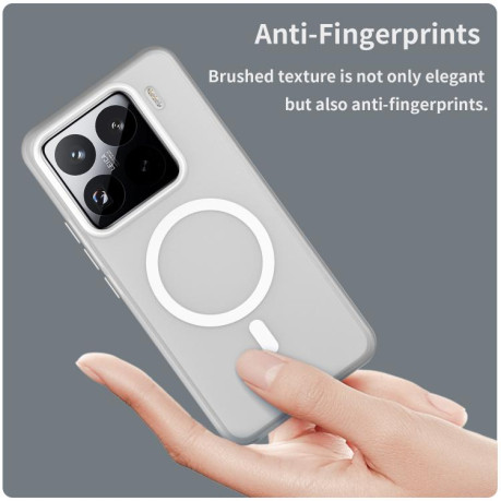 Противоударный чехол MagSafe Frosted Translucent TPU + PC для Xiaomi 15 Pro - белый