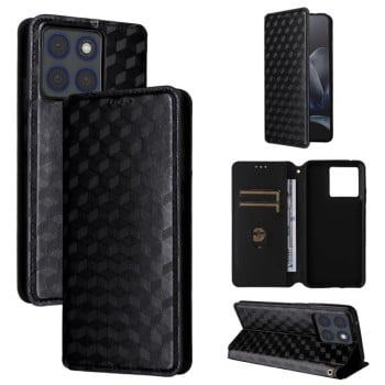 Чехол-книжка Cubic Grid Calf Texture на Motorola Edge 70 5G — чёрный