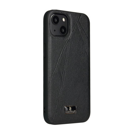 Противоударный чехол Fierre Shann Leather для iPhone 15 - Ox Tendon Black