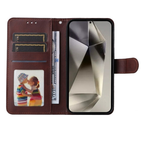 Чехол-книжка Stitching Calf Texture для Samsung Galaxy S25 Ultra 5G - коричневый