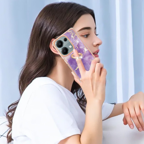 Чехол Electroplating with Ring Holder для Xiaomi Redmi Note 14S/ 13 Pro 4G / POCO M6 Pro 4G- фиолетовый