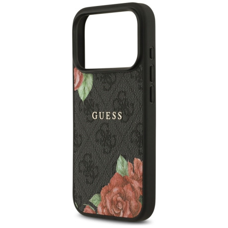 Оригинальный чехол Guess 4G Flowers Print с MagSafe на iPhone 17 Pro Max - black