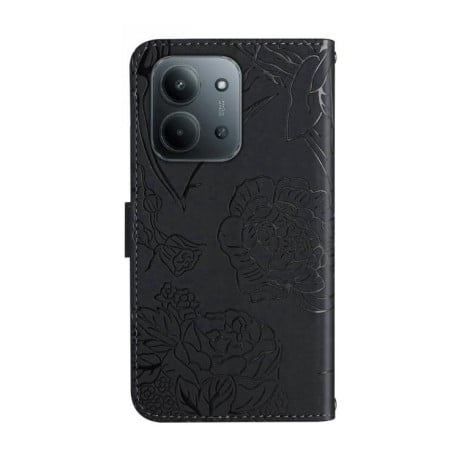 Чохол-книжка з тисненням &quot;метелика&quot; та магнітним хлястиком на Xiaomi Redmi 15C 5G / 4G EU 173mm - чорний