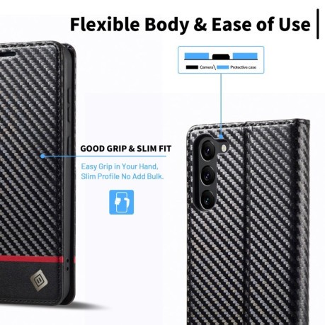 Чохол-книжка LC.IMEEKE Carbon Fiber на Samsung Galaxy S24 5G - Black