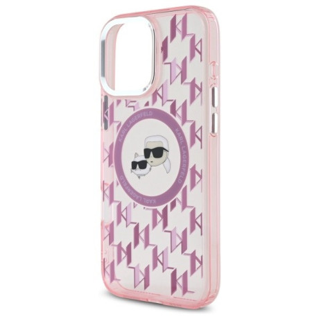 Оригінальний чохол Karl Lagerfeld IML Monogram Karl &amp; Choupette Head MagSafe для iPhone 16 Pro - Pink