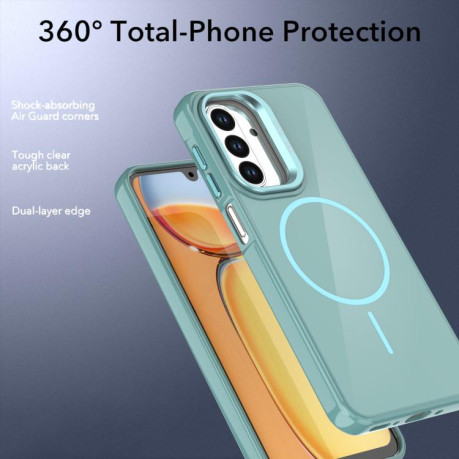 Чехол Bright Color Imitation Camera Bracket с MagSafe и имитацией камеры на Samsung Galaxy A17 5G — бирюзовый