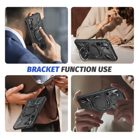 Протиударний чохол HTM MagSafe Magnetic Shockproof Phone Case with Ring Holder на Samsung Galaxy S24 5G - чорний