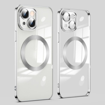 Противоударный чехол Lens MagSafe для iPhone 15 Plus - серебристый