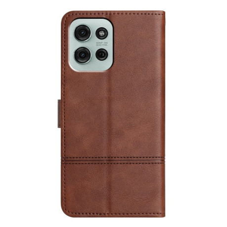Чохол-книжка Cowhide Texture Stitching Leather Motorola Moto G75 - кавовий