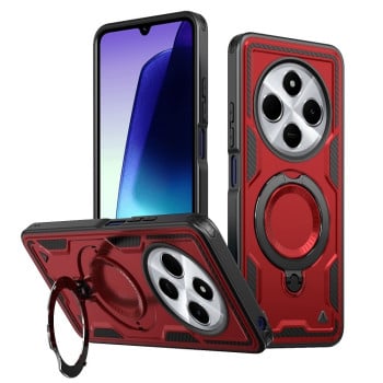 Противоударный чехол MagSafe Holder Armor PC Hybrid для Xiaomi Redmi 14C 5G - красный