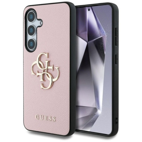 Оригинальный чехол Guess Grained Big 4G Logo Small Classic Logo для Samsung Galaxy S25 - Pink