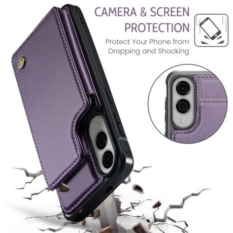 Чохол CaseMe C22 Card Slots Holder RFID Anti-theft для Samsung Galaxy S25 Edge 5G - фіолетовий