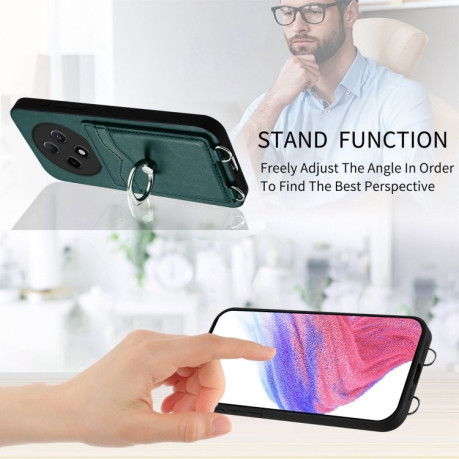 Чохол протиударний R20 Ring Card Holder для OPPO A3 Pro 5G - зелений