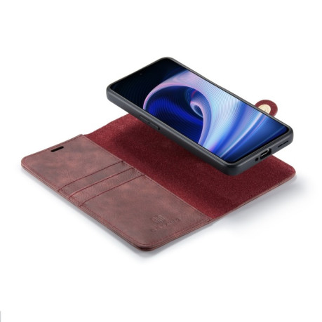 Кожаный чехол-книжка DG.MING Crazy Horse Texture на OnePlus Ace / 10R - красный