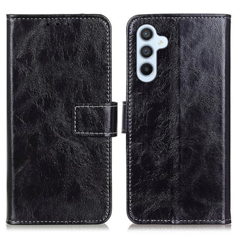 Чехол-книжка Magnetic Retro Crazy Horse Texture на Samsung Galaxy S25 FE 5G - черный