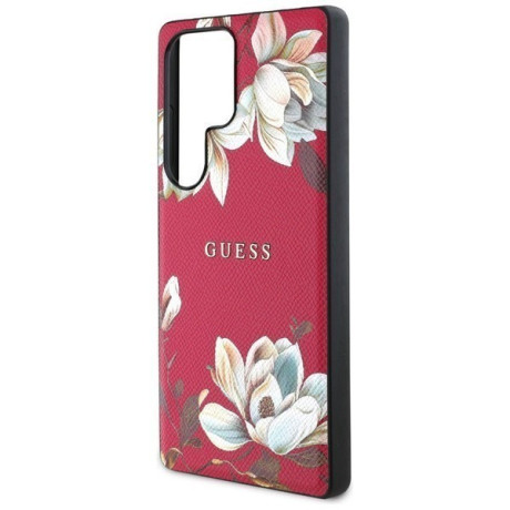 Оригінальний чохол Guess Grained Printed Flower Pattern MagSafe для Samsung Galaxy S25 Ultra - Fuchsia