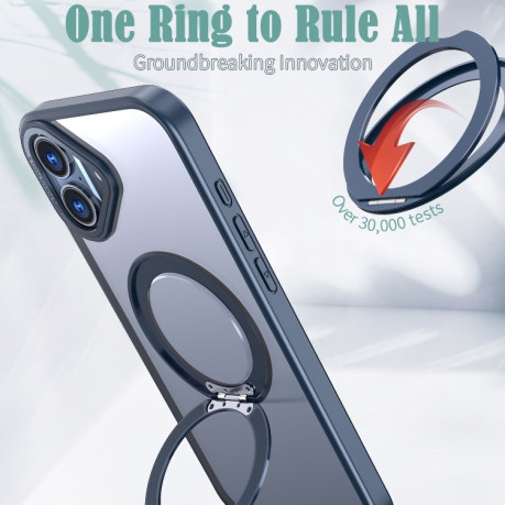 Противоударный чехол Wing Series MagSafe Magnetic Ring Holder для iPhone 16 Plus - синий