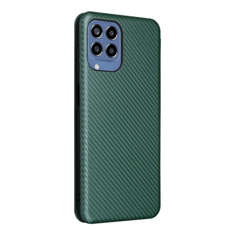 Чехол-книжка Carbon Fiber Texture на Samsung Galaxy M33 5G - зеленый
