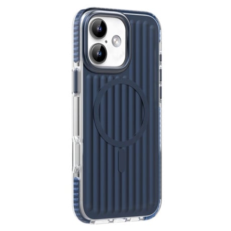 Чохол Mutural Corrugated Texture Magsafe Magnetic Shockproof для iPhone 16 - синій