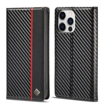 Чохол-книжка LC.IMEEKE Carbon Fiber для iPhone 14 Pro - чорний