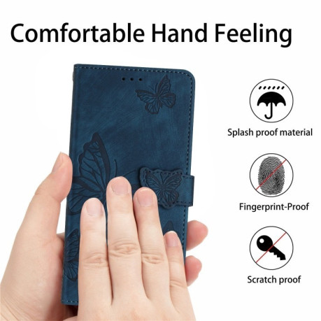 Чохол-книжка Embossed Butterfly для Motorola Moto G75 - синій