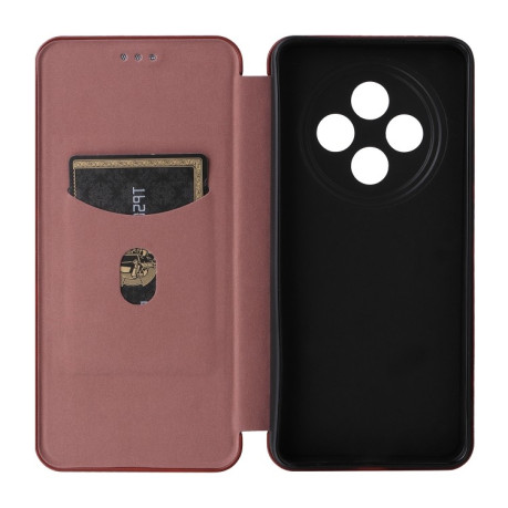 Чехол-книжка Carbon Fiber Texture на OPPO Reno12 F/12 FS 5G / 4G - коричневый