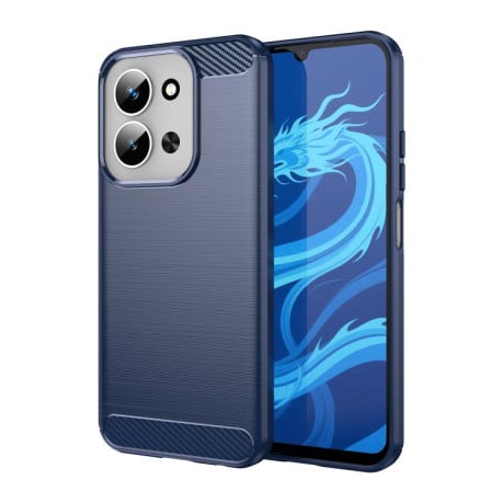 Чехол Brushed Texture Carbon Fiber на Xiaomi Redmi 15C 5G / 4G EU 173mm - синий