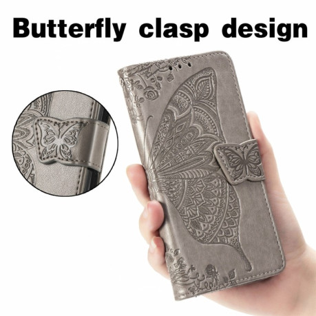 Чехол-книжка Butterfly Love Flower Embossed для Realme C53/C51 - серый