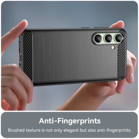 Противоударный чехол Brushed Texture Carbon Fiber на Samsung Galaxy S24 FE 5G - черный