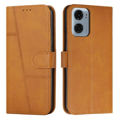 Чохол-книжка з прострочкою та фактурою Calf на Motorola Moto G05 - жовтий
