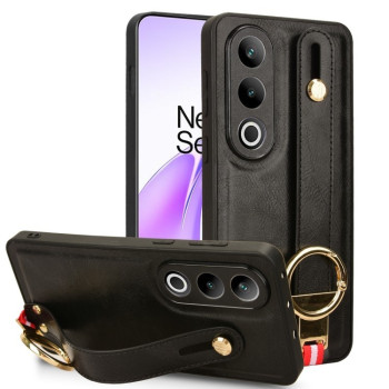 Противоударный чехол Wristband Leather Back для OnePlus Ace 3V - черный