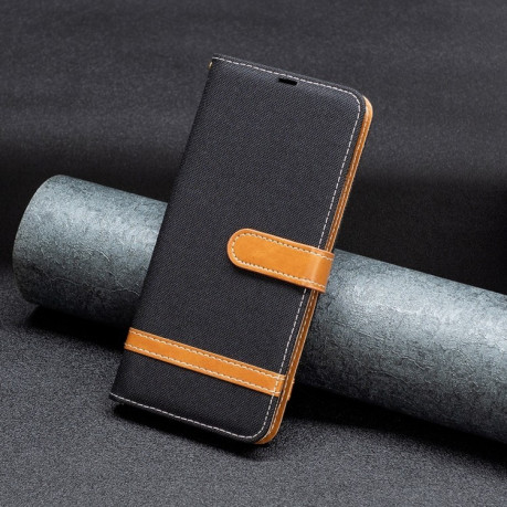 Чехол-книжка Color Matching Denim Texture на Samsung Galaxy S25 5G - черный