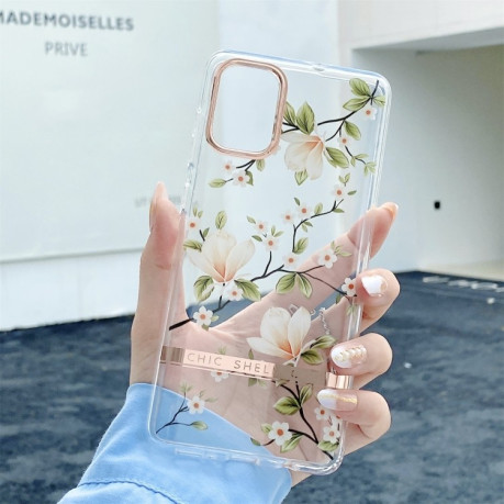 Противоударный чехол Electroplating Flower Pattern для Samsung Galaxy S21 FE 5G - Magnolia