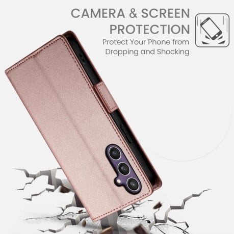 Чехол-книжка Side Buckle с магнитной застежкой и матовой кожей на Samsung Galaxy S25 FE 5G - золото