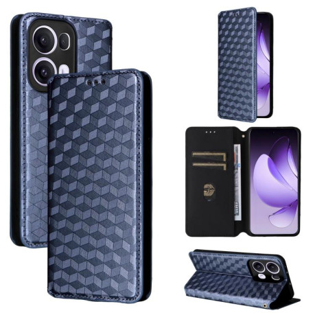Чехол-книжка Cubic Grid Texture Flip Leather для OPPO Reno13 Pro 5G - синий
