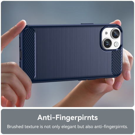 Чохол протиударний Brushed Texture Carbon Fiber на iPhone 15 - синій