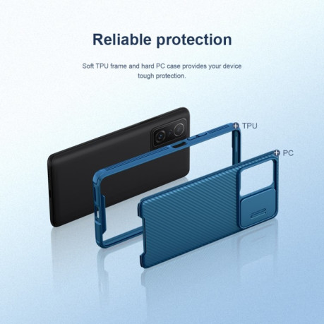 Противоударный чехол NILLKIN Black Mirror Series на Xiaomi Mi 11T / 11T Pro - синий