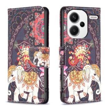 Чехол-книжка Colored Drawing Pattern для Xiaomi Redmi Note 13 Pro+ 5G - Elephant