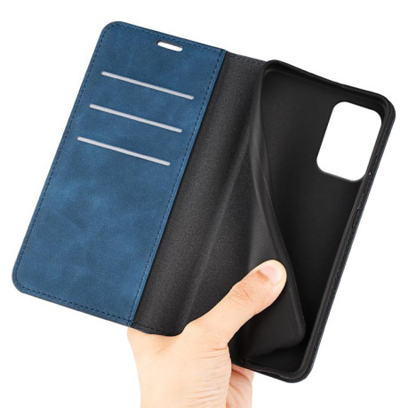 Чехол-книжка Retro Skin Feel Business Magnetic на Motorola Moto E15 - синий