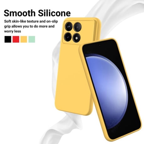 Силиконовый чехол Solid Color Liquid Silicone на Xiaomi Poco F6 Pro - желтый