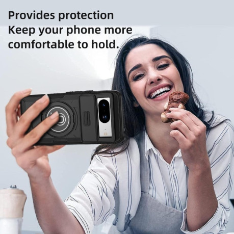 Противоударный чехол Sliding Camshield Magsafe Holder для Google Pixel 8a - черный