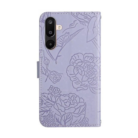 Чехол-книжка Embossed Butterfly для Samsung Galaxy M16 5G - фиолетовый