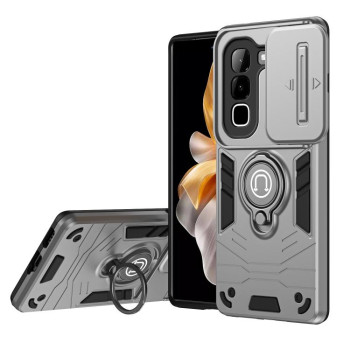 Противоударный чехол Sliding Camshield Ring Holder на Infinix Hot 70 4G — серый
