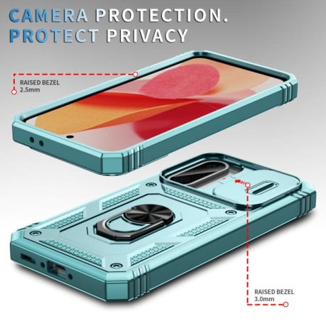 Противоударный чехол Sliding Camshield для Samsung Galaxy A56 5G - зеленый