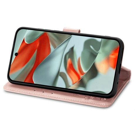 Чохол-книжка Four-leaf Clasp Embossed для Google Pixel 9 Pro XL - рожеве золото