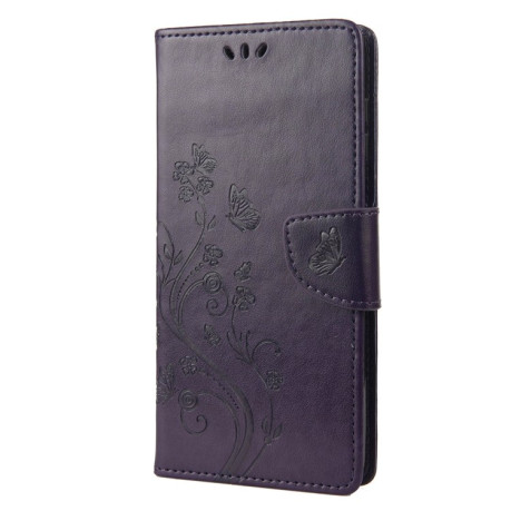 Чохол-книжка Butterfly Flower Pattern для OnePlus 10T - фіолетовий