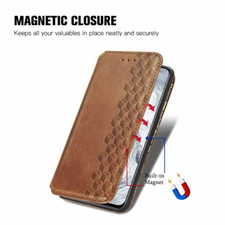 Чехол-книжка Cubic Grid на Realme GT Master - коричневый