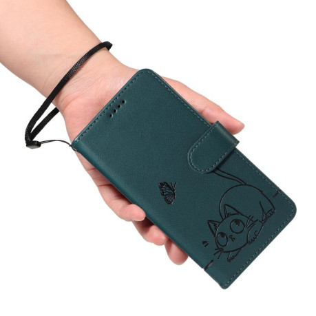 Чехол-книжка Happy Cat Pattern для Xiaomi Redmi A5 4G - зеленый
