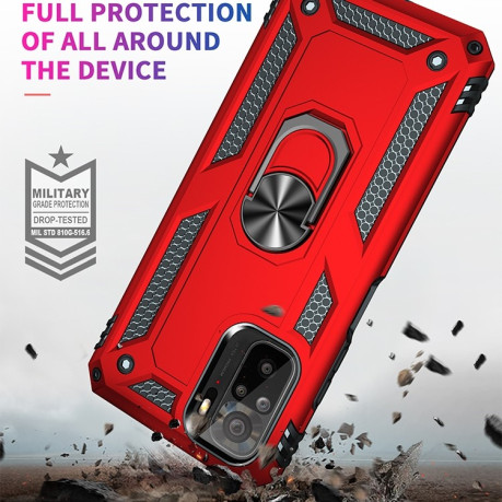 Противоударный чехол-подставка 360 Degree Rotating Holder на Xiaomi Redmi Note 10/10s/Poco M5s - красный